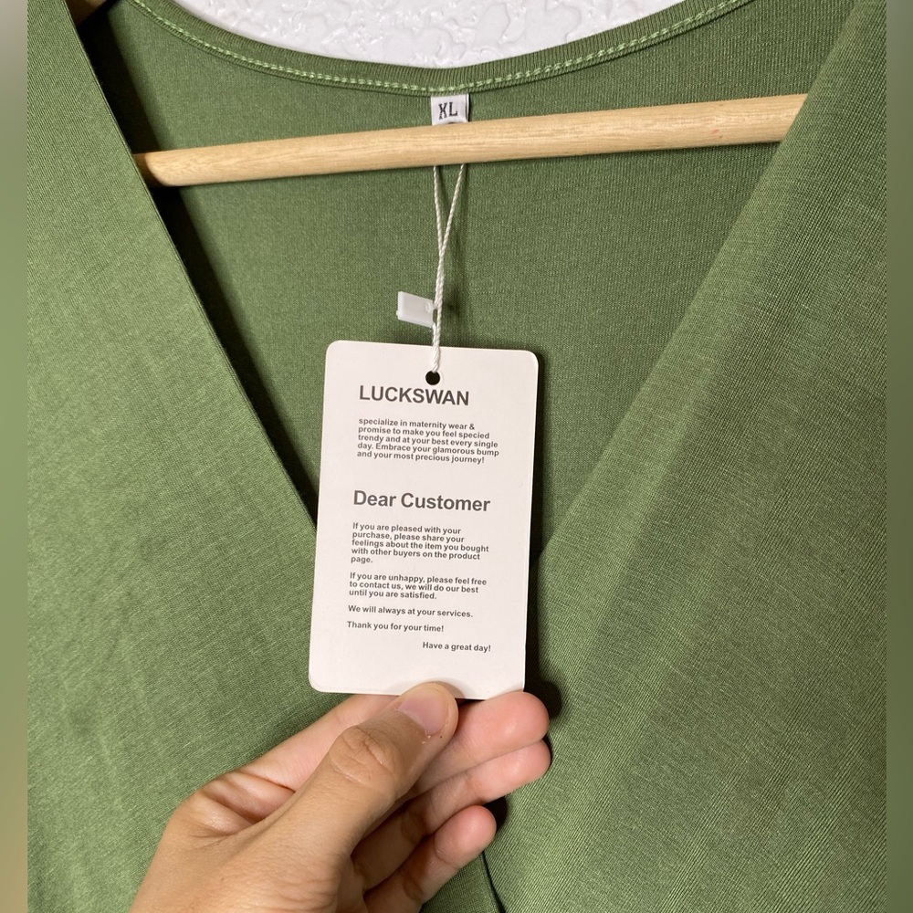 Luckswan Solid Green Short Sleeve Maxi Dress NWT XL Flawed* - Picture 3 of 6